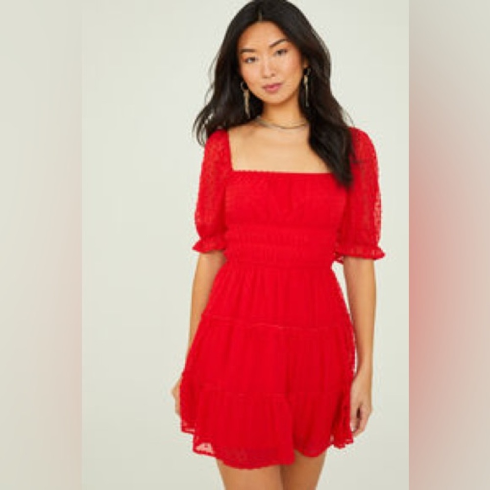 Altard State Red Clip Dot Dress
